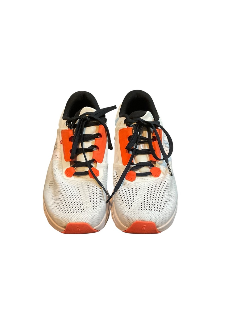 On Running Kids White and Orange Athletic Sneakers with Black Laces